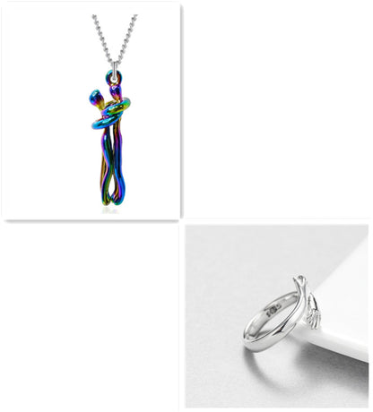 Love Hug Necklace for Couples – Unisex Jewelry Gift for Men and Women