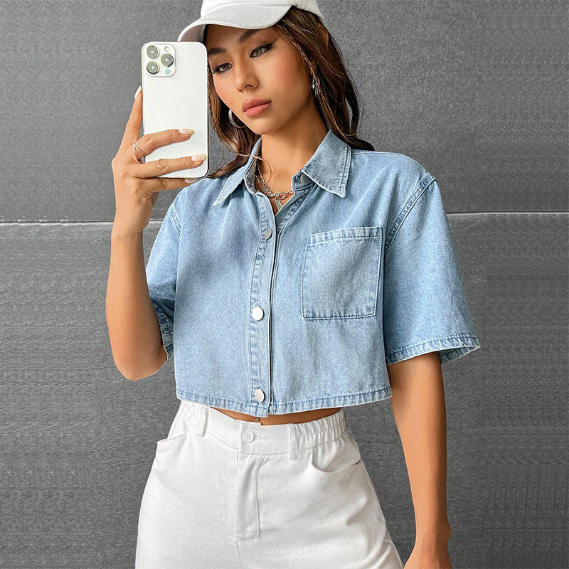 Women’s Denim Waistcoat – Short Sleeve Shirt