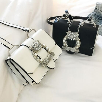 Elegant Designer Handbag with Diamond Lock