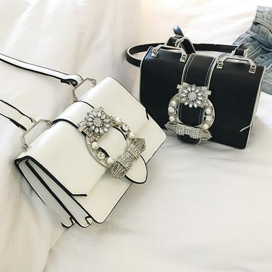 Elegant Designer Handbag with Diamond Lock