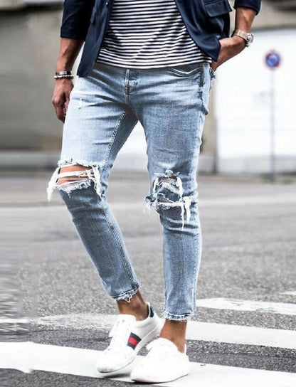Men’s Ripped Skinny Streetwear Jeans