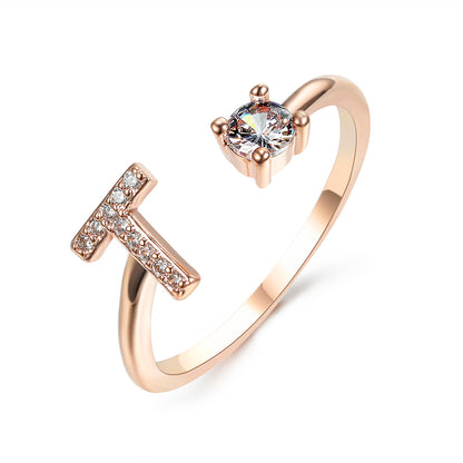Adjustable Initial Letter Ring for Women – Elegant Fashion Jewelry