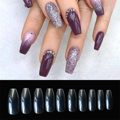 500pcs Transparent Natural Fake Nails – Full Cover Nail Tips for Acrylic & Gel Extensions