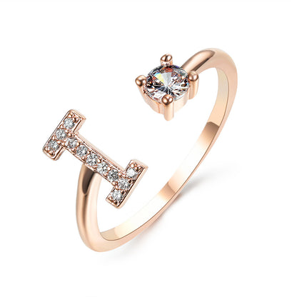 Adjustable Initial Letter Ring for Women – Elegant Fashion Jewelry
