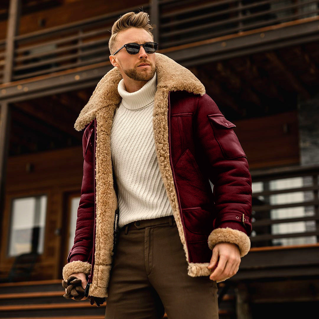 Men’s Military Winter Jacket – Warm Fleece Tactical Coat with Fur Collar