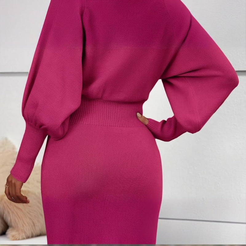 Women’s Lantern Sleeve Knit Bodycon Dress
