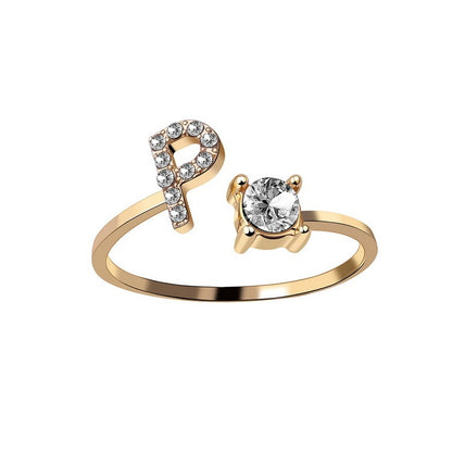 Adjustable Initial Letter Ring for Women – Elegant Fashion Jewelry