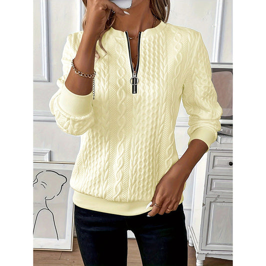 Women’s Textured Half Zip Pullover Sweatshirt