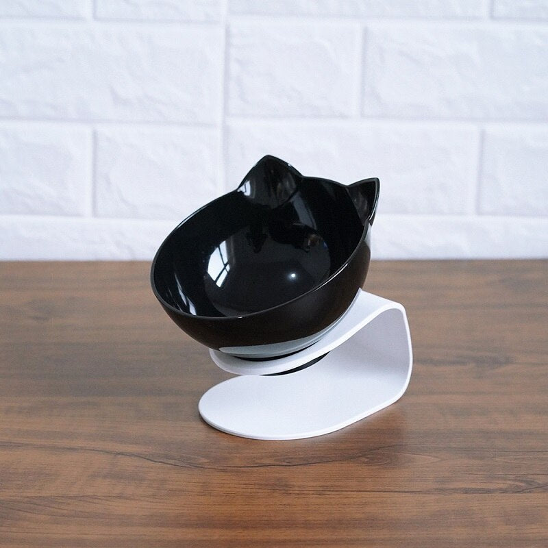 Non-Slip Double Cat & Dog Bowl with Raised Stand – Transparent Pet Feeder for Healthy Eating & Cervical Protection