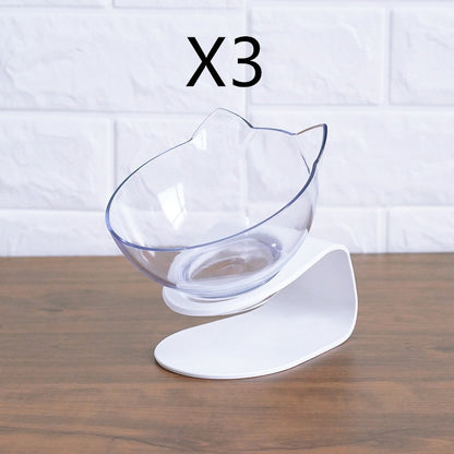 Non-Slip Double Cat & Dog Bowl with Raised Stand – Transparent Pet Feeder for Healthy Eating & Cervical Protection