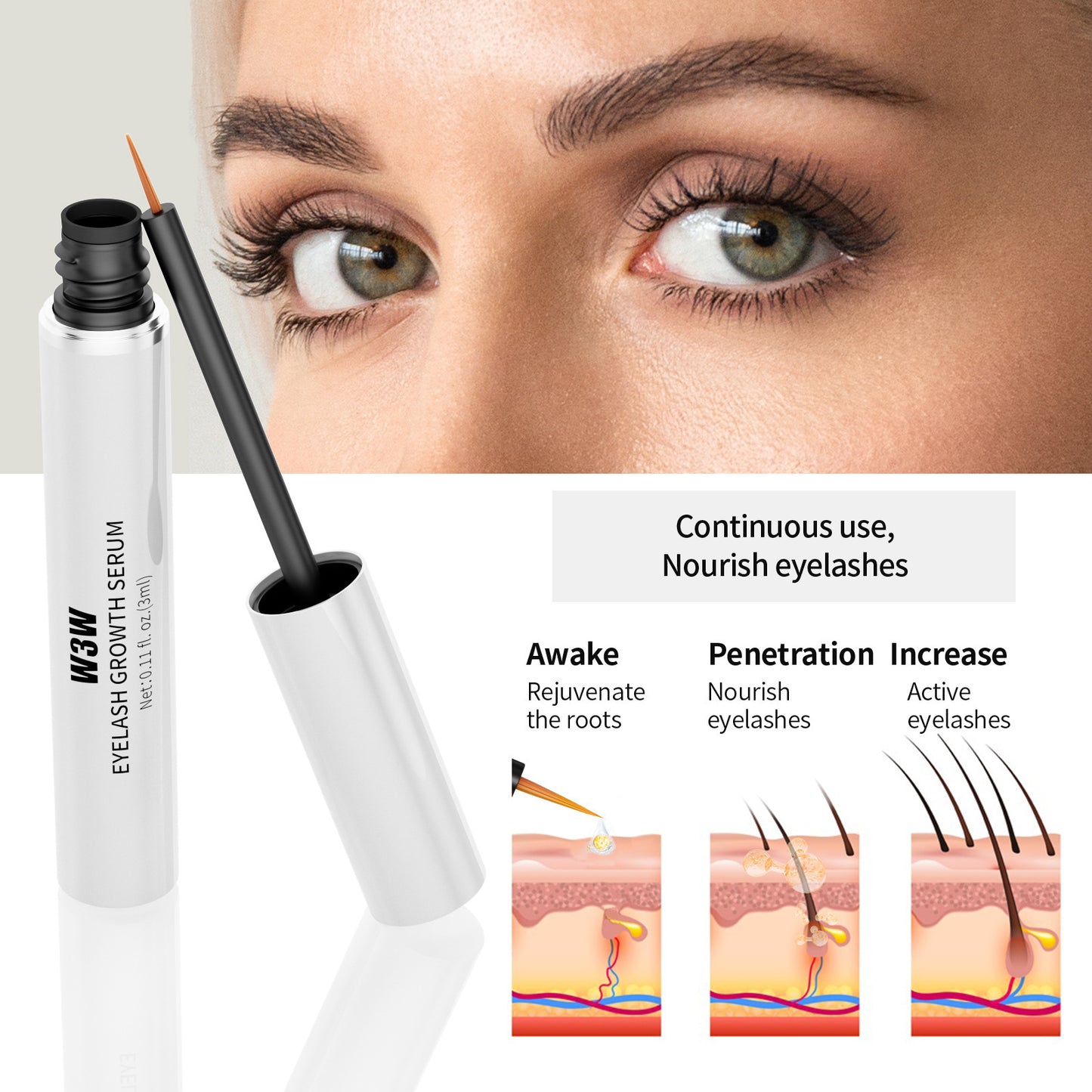 Eyebrow & Eyelash Growth Serum – 3 Pack