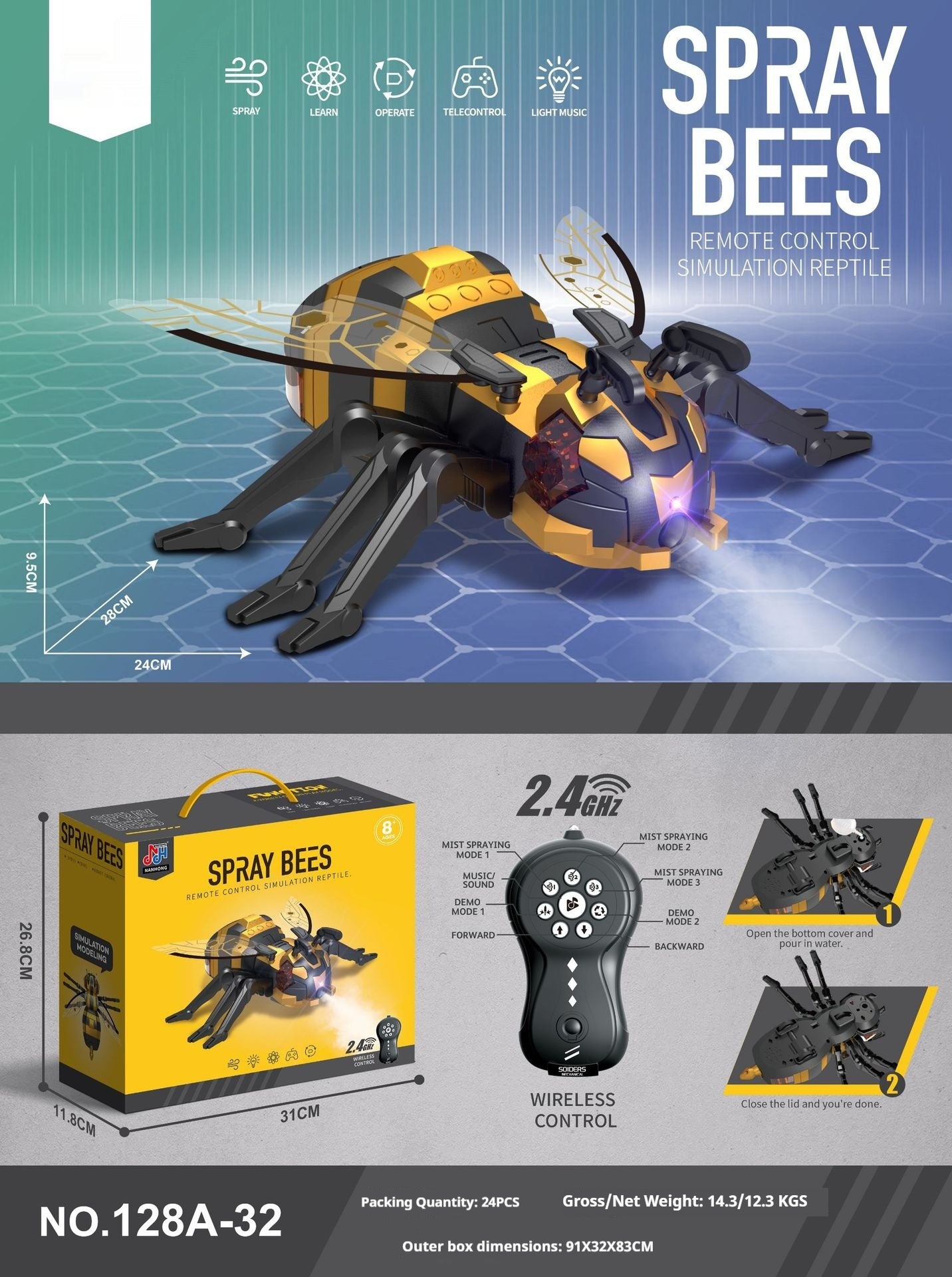 Remote Control Spray Insect Animal Toy