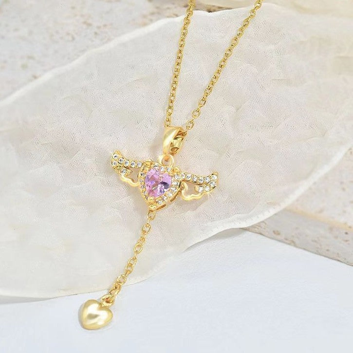 Cupid Heart Angel Wings Necklace – Valentine’s Jewelry Gift