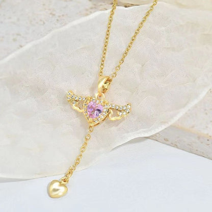 Cupid Heart Angel Wings Necklace – Valentine’s Jewelry Gift