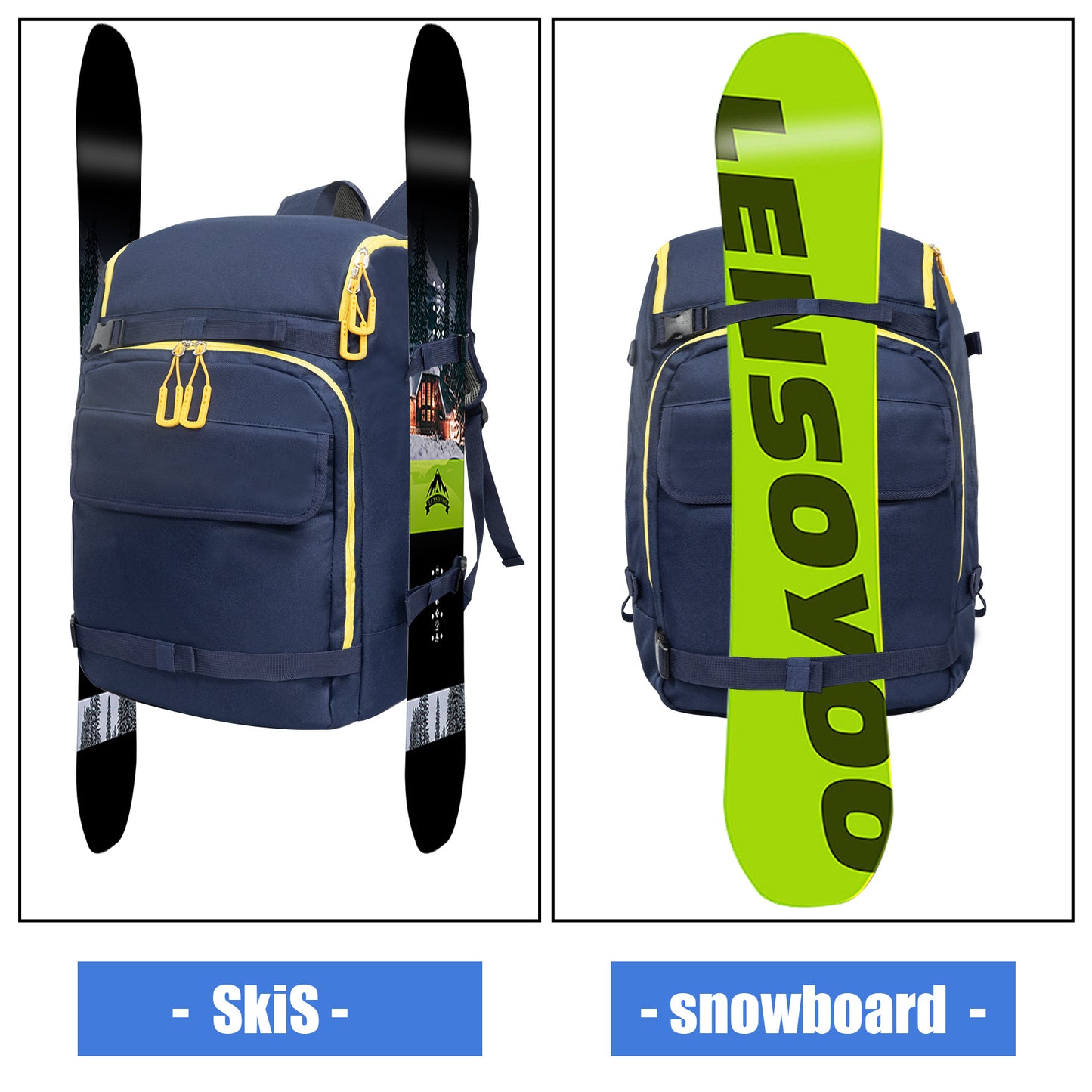 50L Blue Ski Travel Backpack – Large Capacity Outdoor Bag