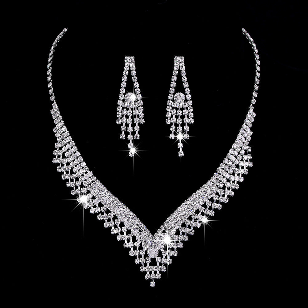 Rhinestone Zircon Water Drop Jewelry Set
