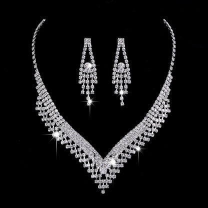 Rhinestone Zircon Water Drop Jewelry Set