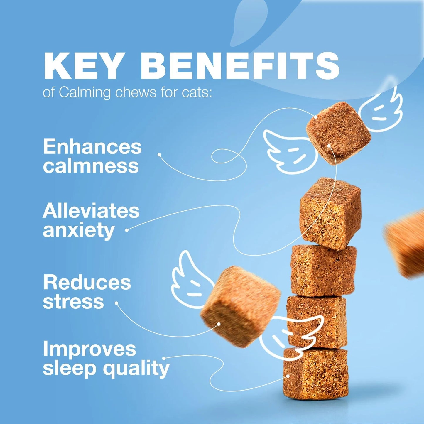Cat Calming Treats – Hemp & Melatonin Soft Chews with Probiotics for Anxiety Relief