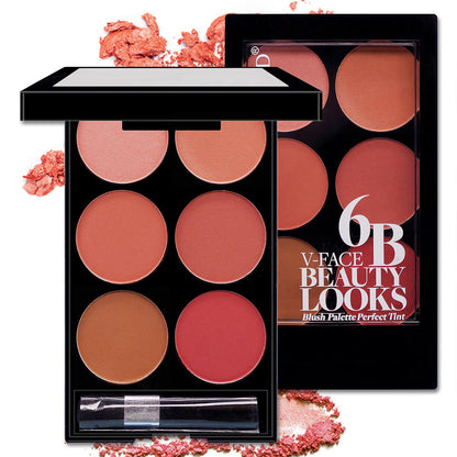 "Multi-Color Six Shade Blush Palette Face Makeup"