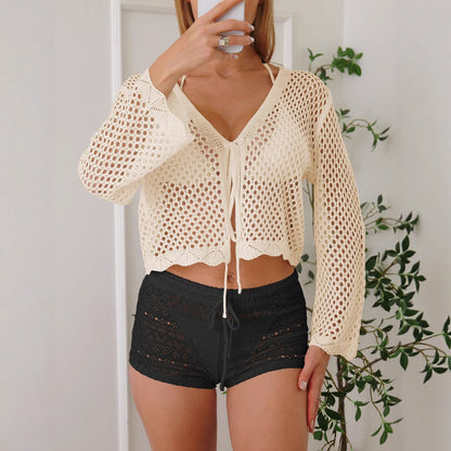 Women’s Cotton Hollow Cardigan Blouse