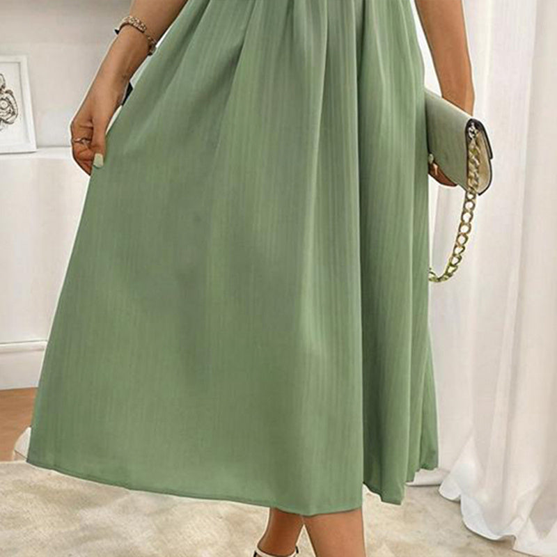 Women’s Sleeveless V-Neck Ruffled Hem Summer Dress