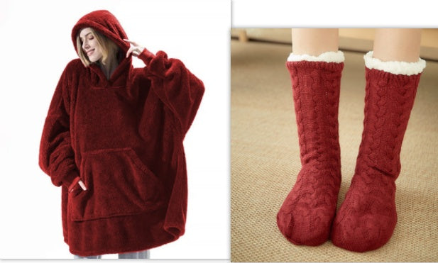 Wearable Blanket Hoodie – Oversized Fleece Sweatshirt with Big Pocket