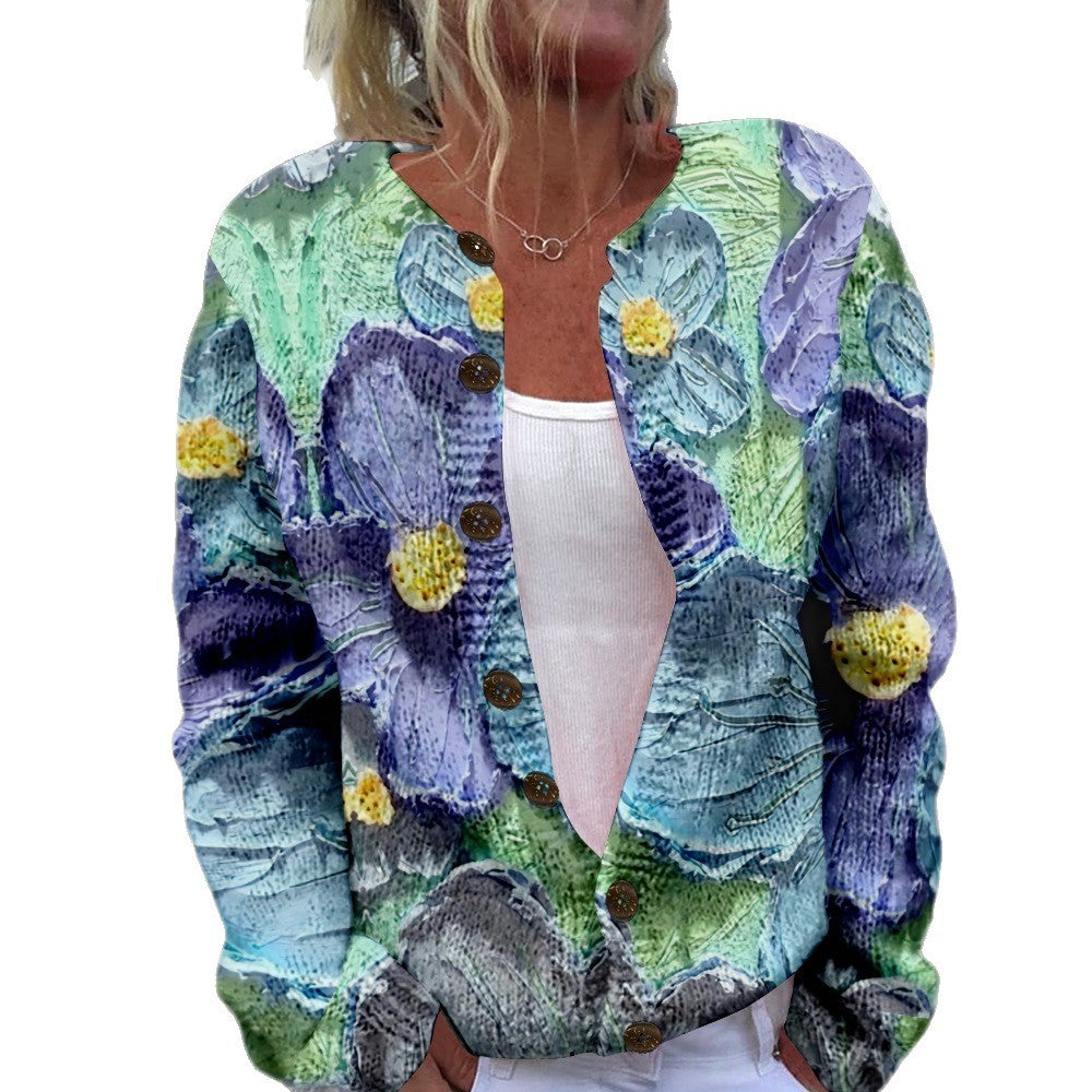 Women’s 3D Printed Knit Cardigan