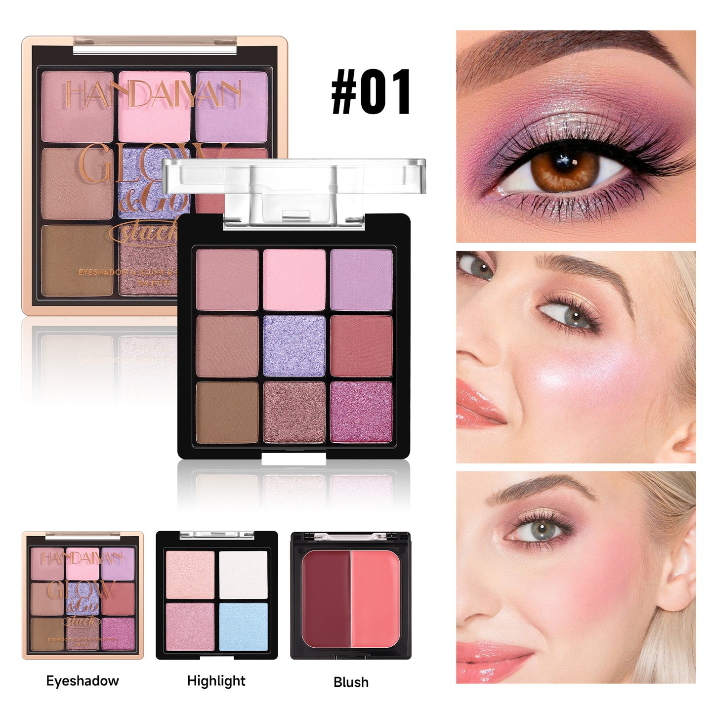 3-in-1 Eyeshadow, Blush & Highlight Palette