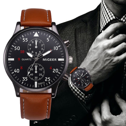 Men’s Retro Leather Band Watch – Top Brand Analog Quartz