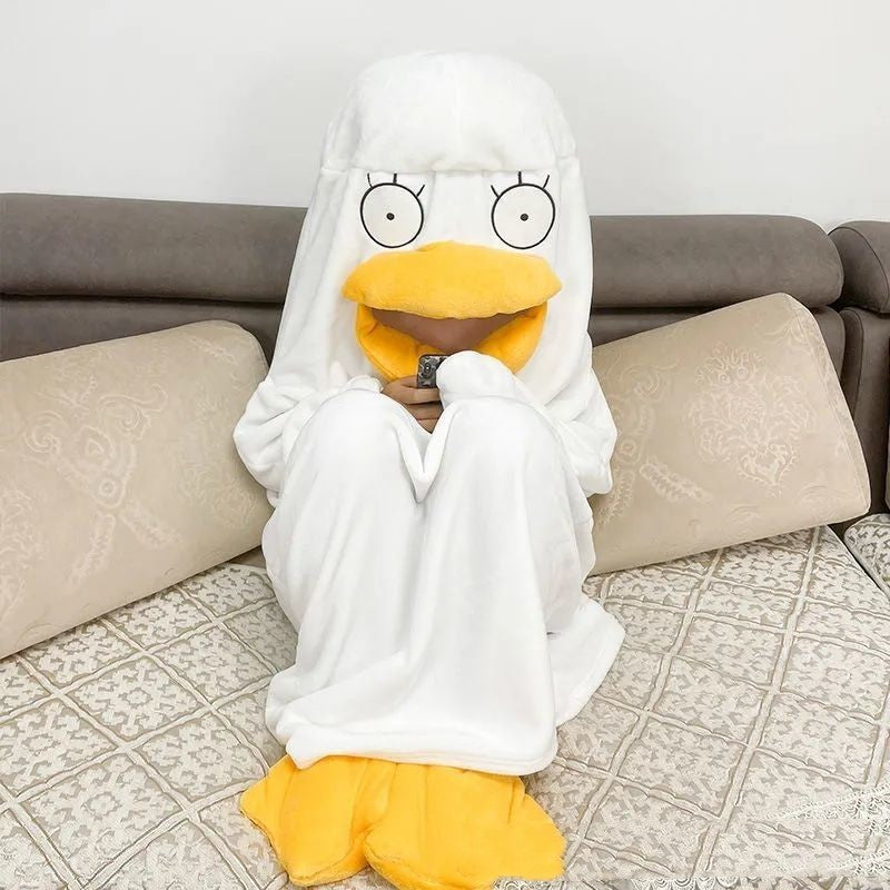 Winter Duck Onesie Pajamas – Funny Cozy Sleeping Bag for Men & Women