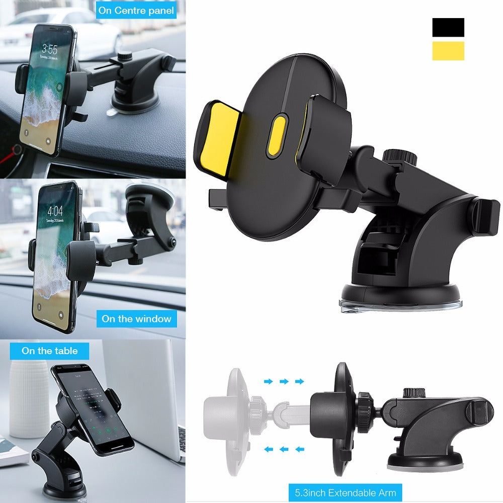 "Long Arm Car Phone Holder – Dashboard & Windshield Mount with Strong Suction Cup – Fits All Phones"