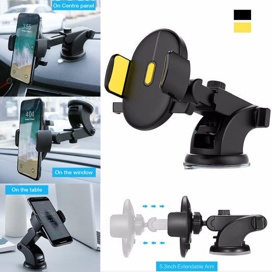 "Long Arm Car Phone Holder – Dashboard & Windshield Mount with Strong Suction Cup – Fits All Phones"