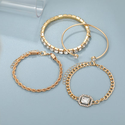 Bohemian 4-Piece Crystal Bracelet Set – Twisted Cuff Armband