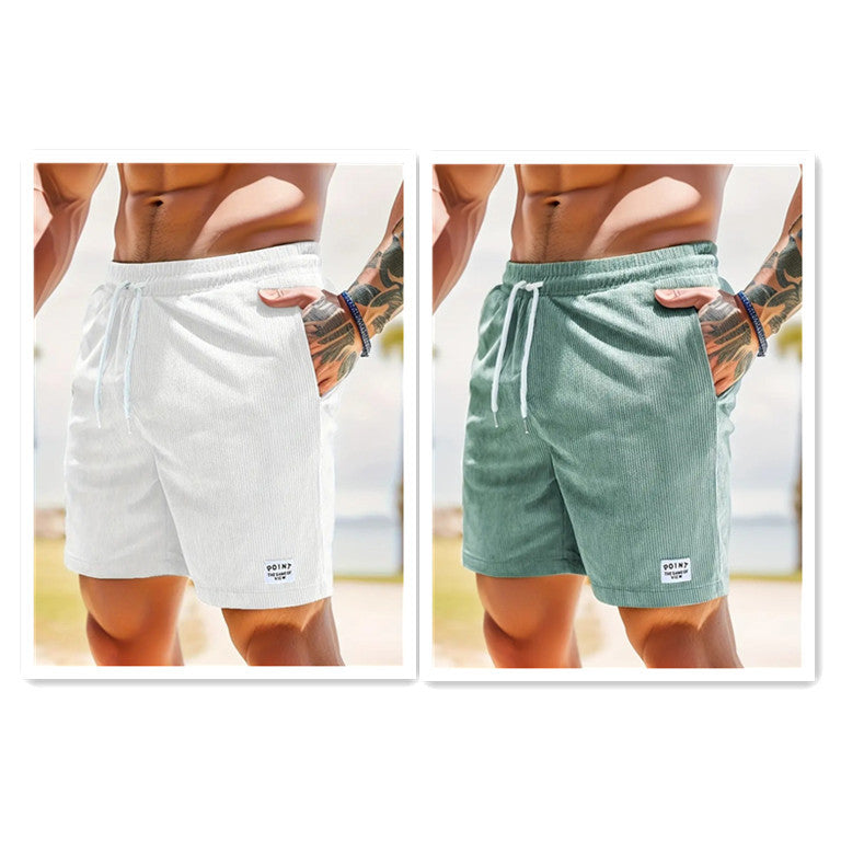 Men’s Lace-Up Corduroy Shorts – Summer Sports Pants