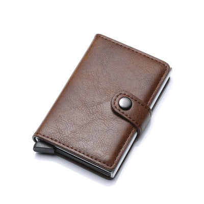 RFID Vintage Men’s Wallet – Aluminum Card Holder with Leather Cover