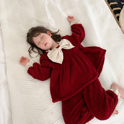 Coral Velvet Princess Two-Piece Homewear – Little Girl Set