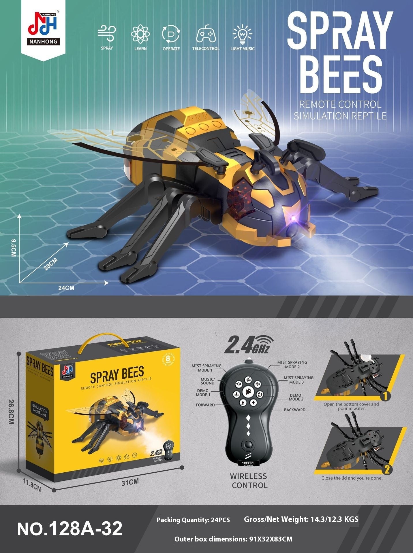 Remote Control Spray Insect Animal Toy