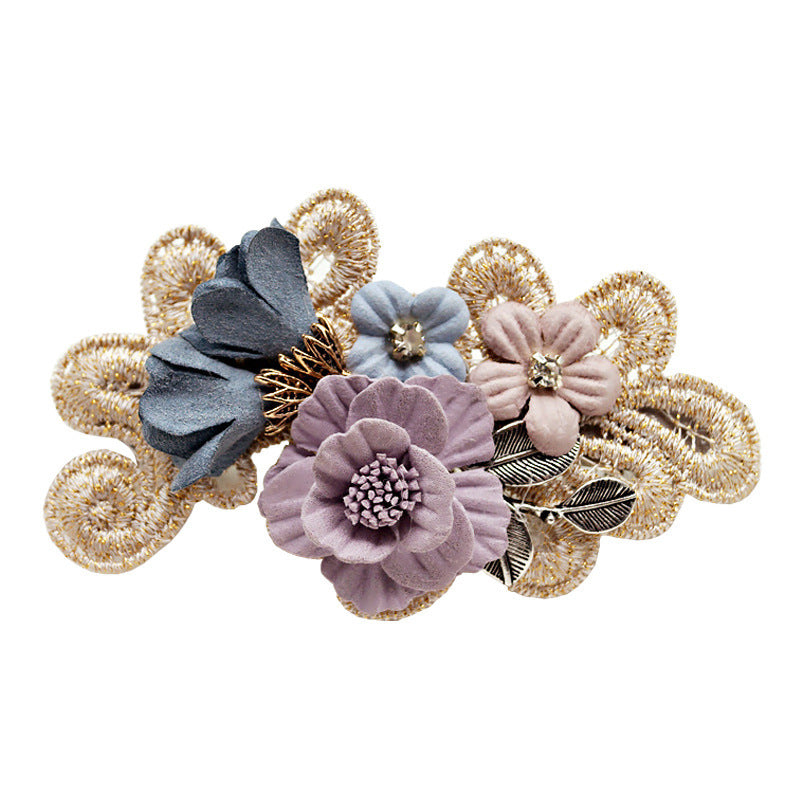 Handmade Bow Hair Clip – Pearl & Flower Hair Accessory for Girls