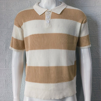 Men’s Summer Lapel Sweater – Short Sleeve Lightweight Knit Shirt for Casual Fashion