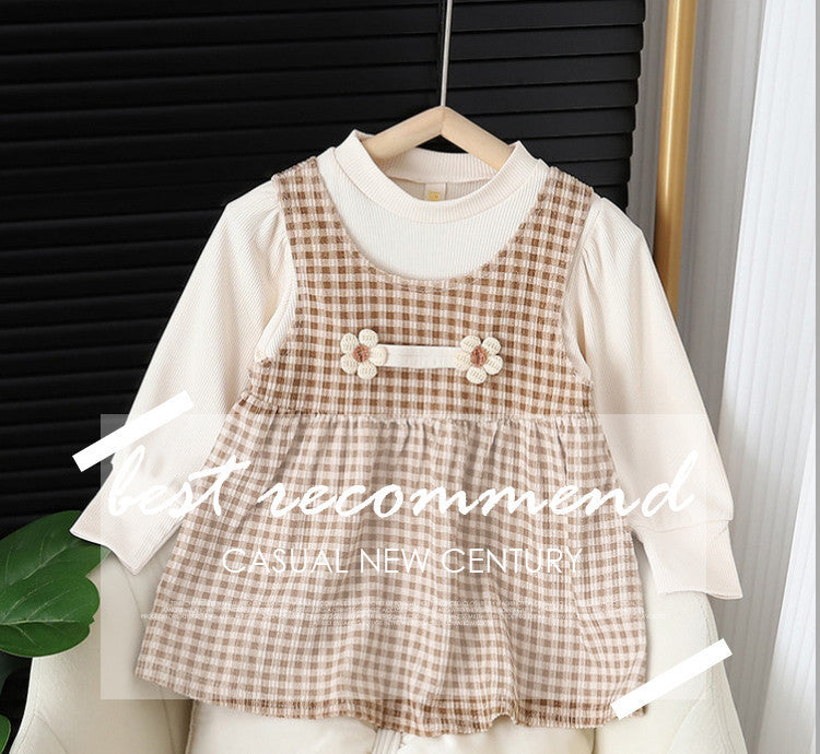 Baby Girl Round-Neck Long Sleeve Dress Suit