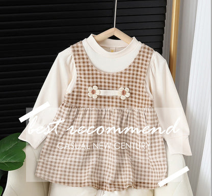 Baby Girl Round-Neck Long Sleeve Dress Suit