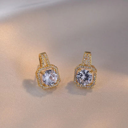 Zircon Pendant Necklace & Stud Earrings – Gold Jewelry Set