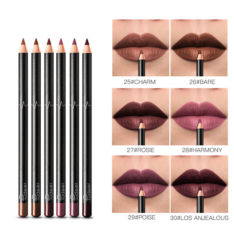 36-Color Waterproof Lip Liner Set – Non-Smudge Nude Shades