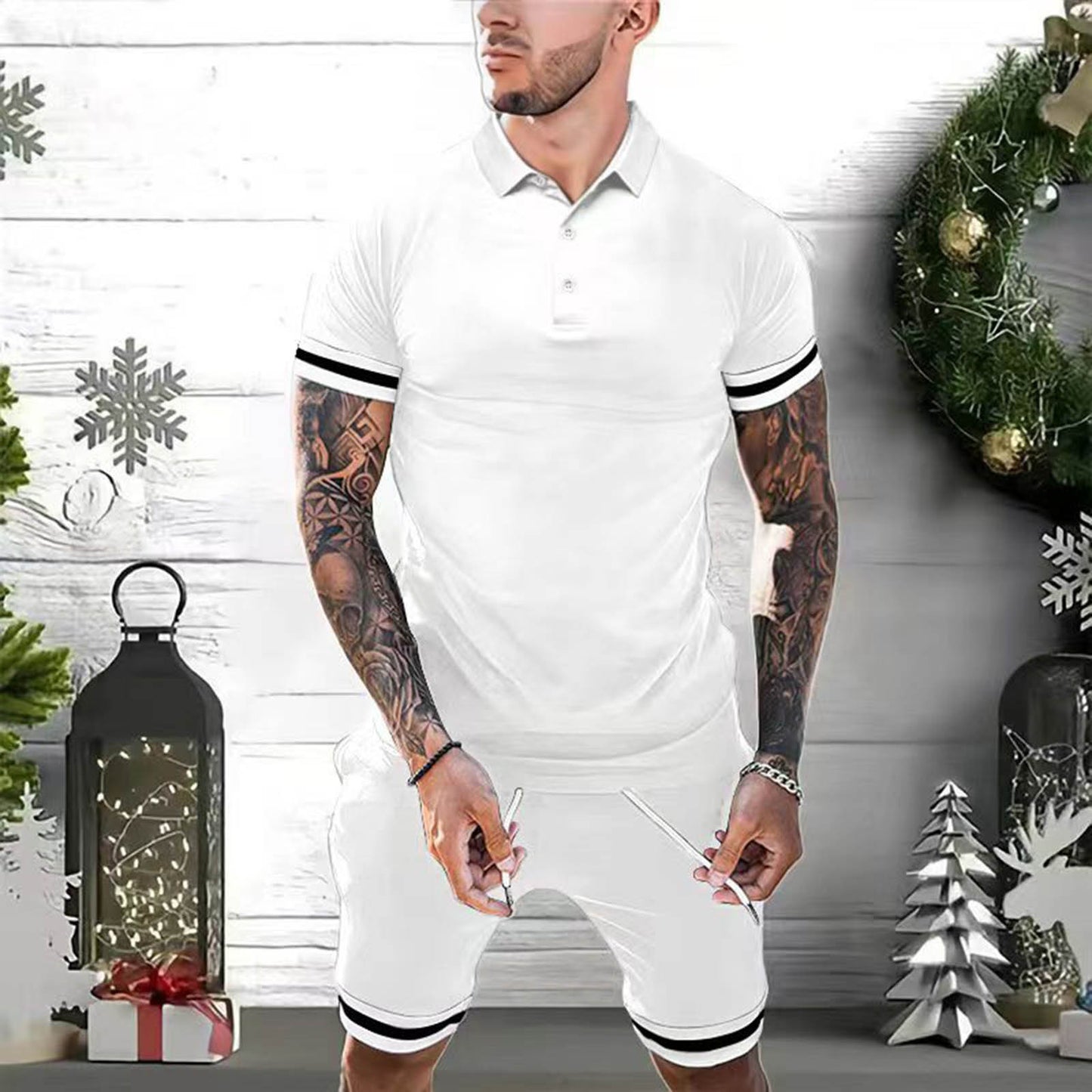 Men’s 2-Piece Summer Set – Short Sleeve Polo Shirt & Shorts Casual Tracksuit