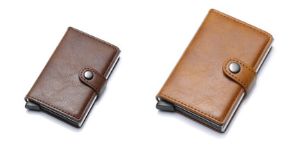 RFID Vintage Men’s Wallet – Aluminum Card Holder with Leather Cover