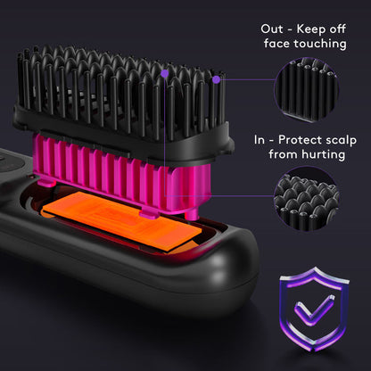 2-in-1 Wireless Hair Straightener Comb – Portable USB Hot Curler