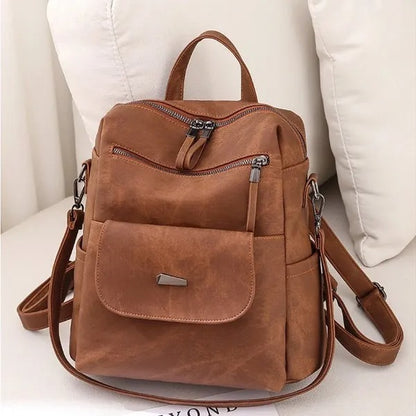 Waterproof PU Leather Backpack Purse Women Casual Shoulder Bag