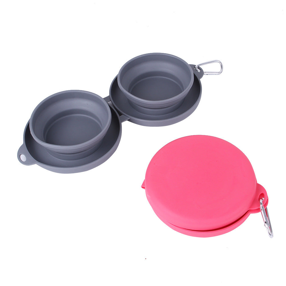 Foldable Double Rubber Pet Feeding Bowl for Dogs & Cats