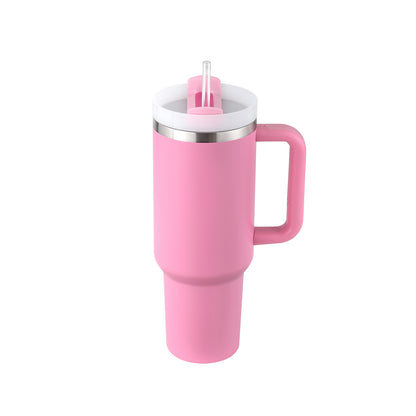 40 oz Insulated Tumbler with Handle & Straw – Stainless Steel Spill-Proof Travel Mug for Car, Office, Gym