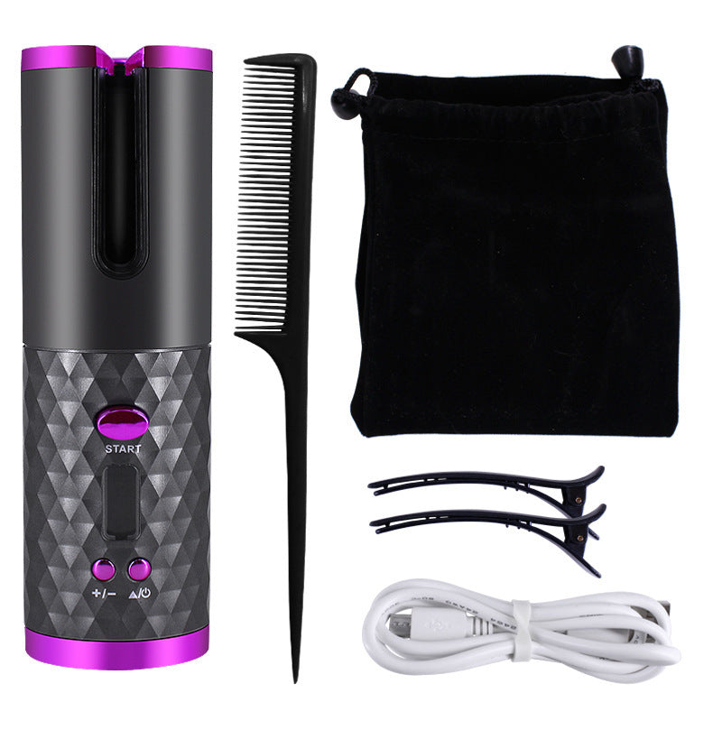 Rechargeable Automatic Hair Curler – Portable Ceramic Rotating Styler